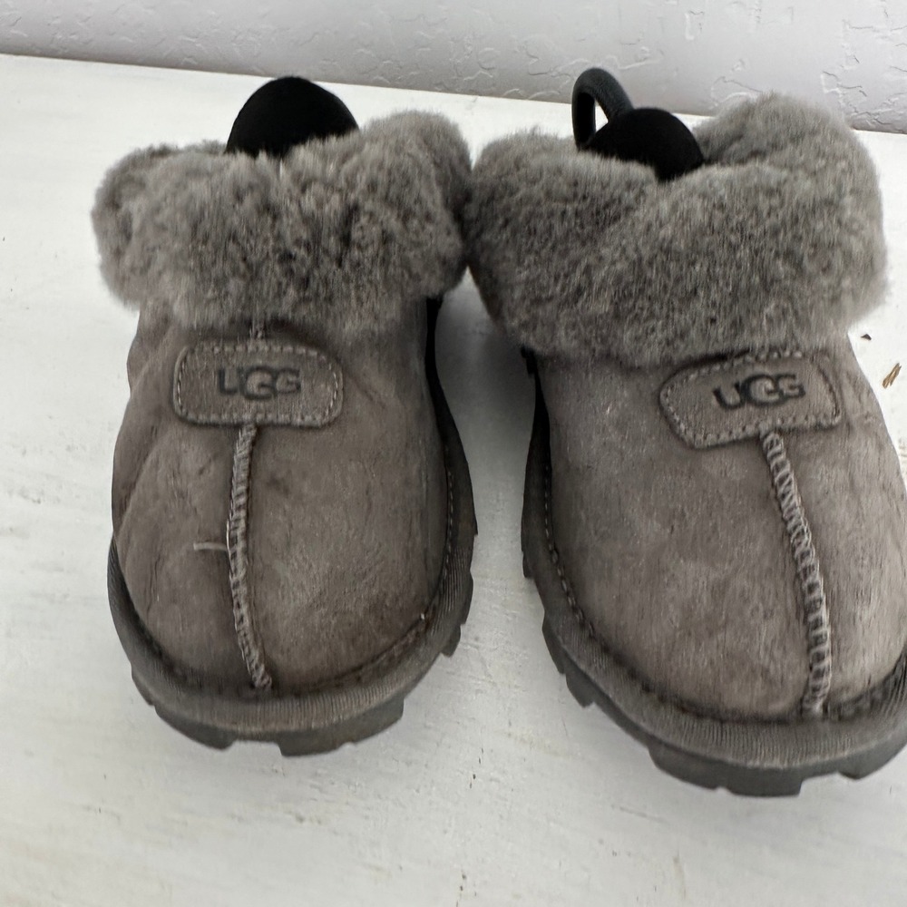UGG Slippers Womens 7 Coquette Charcoal Grey Sheepskin Suede 5125 - Picture 8 of 12